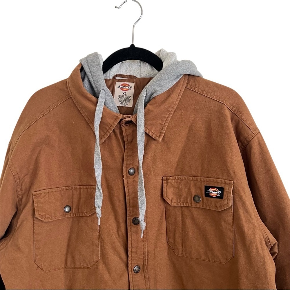 Dickies Tan Quilted Hooded Shirt Jacket XL - Picture 3 of 11
